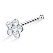 Flower Gem Shaped Silver Bone Nose Stud NSKD-11s